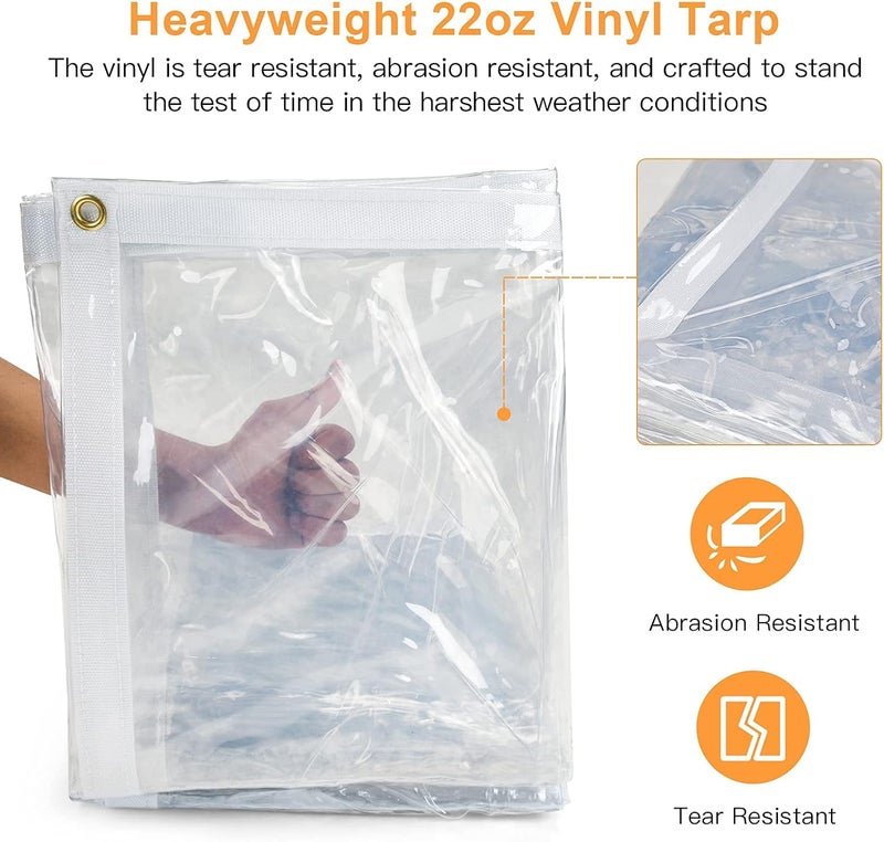 Likeem 6 x 20FT Outdoor Clear Tarp Curtain Waterproof Wind-Proof 24 Mil Transparent Vinyl Tarp for Patio Pergola Garden Canopy Rainproof Anti-Tear PVC Thick Cover with Grommets - Image 4